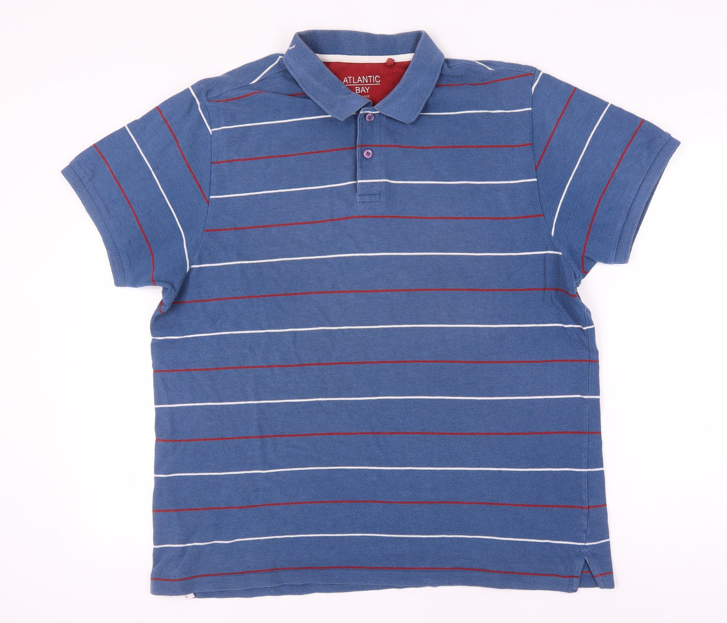 Atlantic Bay Men's Blue Striped Polo Shirt XL