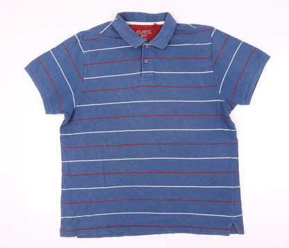 Atlantic Bay Men's Blue Striped Polo Shirt XL