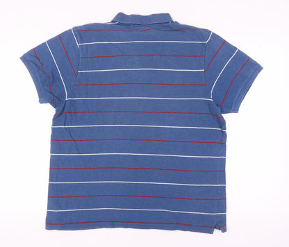 Atlantic Bay Men's Blue Striped Polo Shirt XL