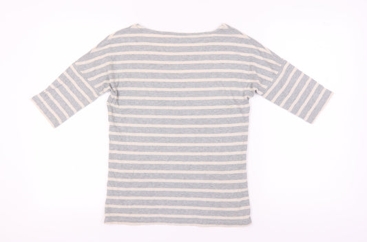 Boden Women's Grey Striped Boat Neck T-Shirt UK 8