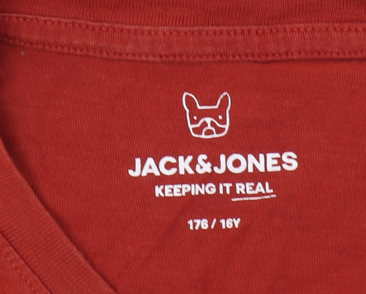 Jack & Jones Boys Red Graphic Print T-Shirt, 16 Years