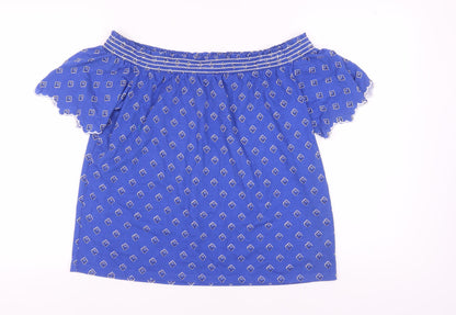 Womens UK Size 14 Marks and Spencer Blue Cropped Blouse