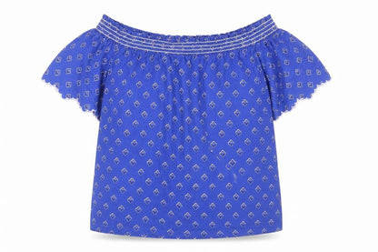 Womens UK Size 14 Marks and Spencer Blue Cropped Blouse