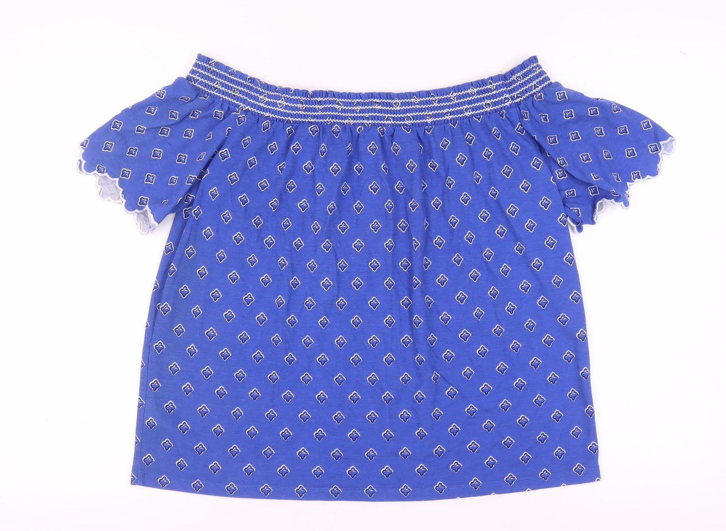 Womens UK Size 14 Marks and Spencer Blue Cropped Blouse
