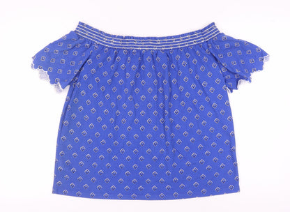 Womens UK Size 14 Marks and Spencer Blue Cropped Blouse