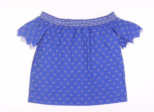 Womens UK Size 14 Marks and Spencer Blue Cropped Blouse