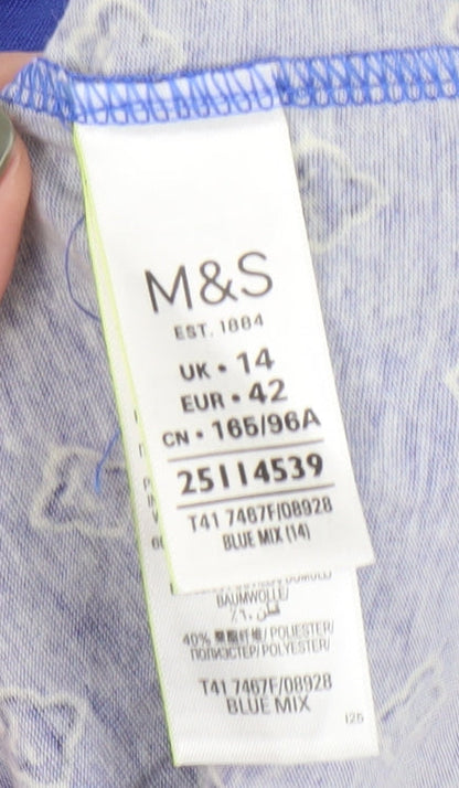 Womens UK Size 14 Marks and Spencer Blue Cropped Blouse