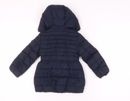 Mayoral Girls Blue Puffer Jacket, Size 4, Winter Hooded Coat