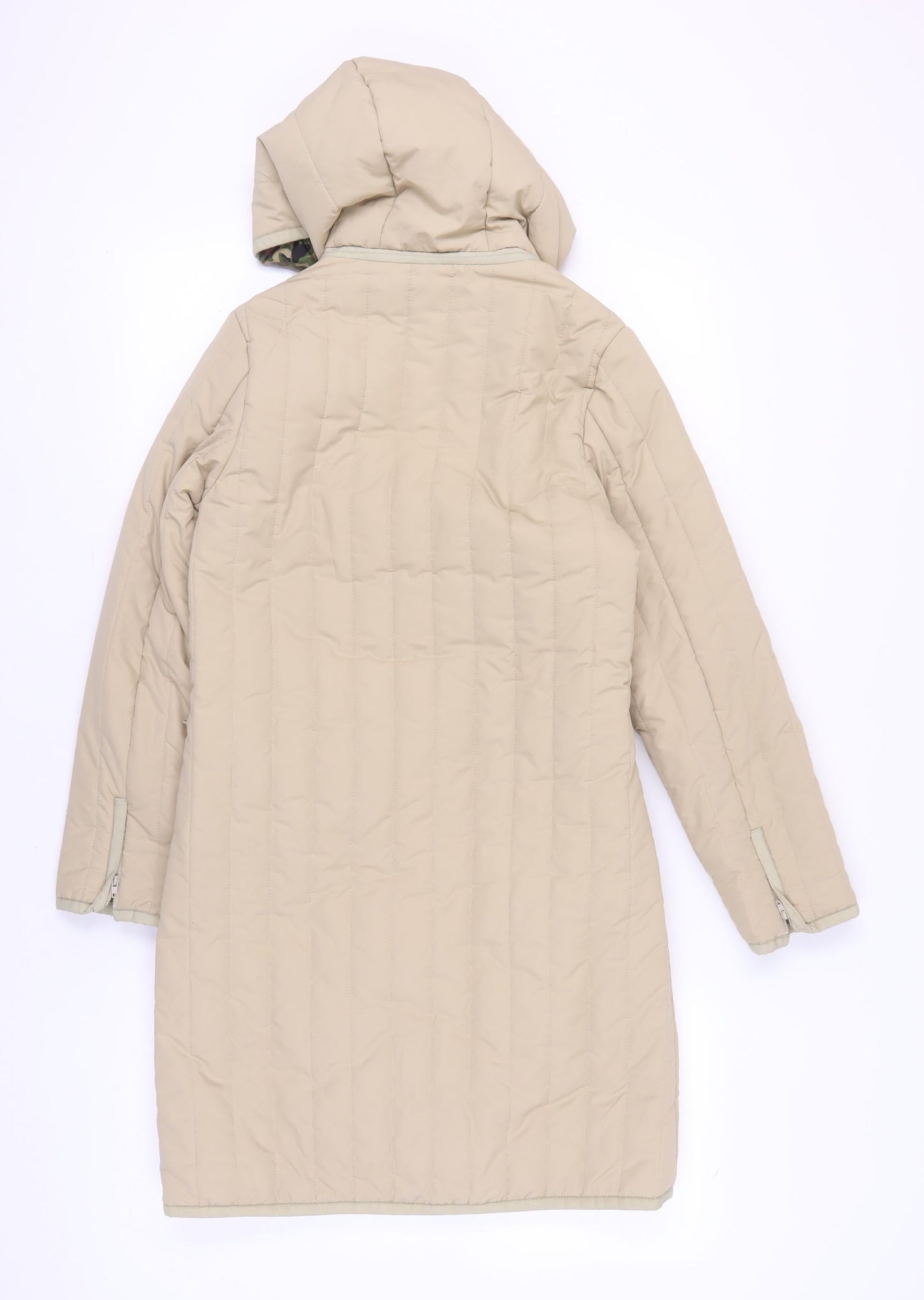 CAT Women's Beige Quilted Hooded Coat - XS