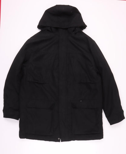 Mens UK Size L Debenhams Black Parka Coat