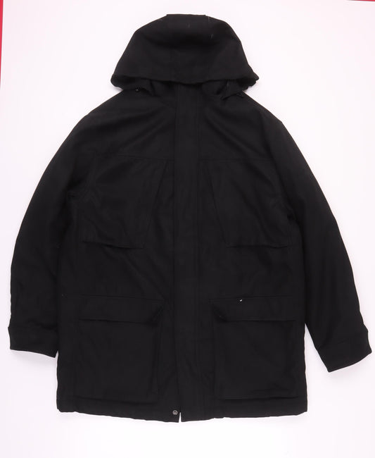 Mens UK Size L Debenhams Black Parka Coat
