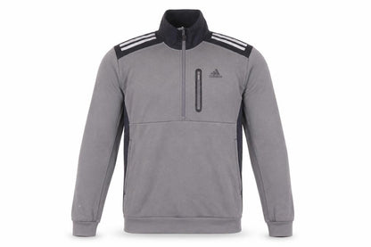 Front view of Adidas Men's Grey 1/4 Zip Sweatshirt XS Sports Logo