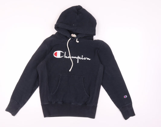 Additional front view of Champion unisex black hoodie - medium, pullover, cotton