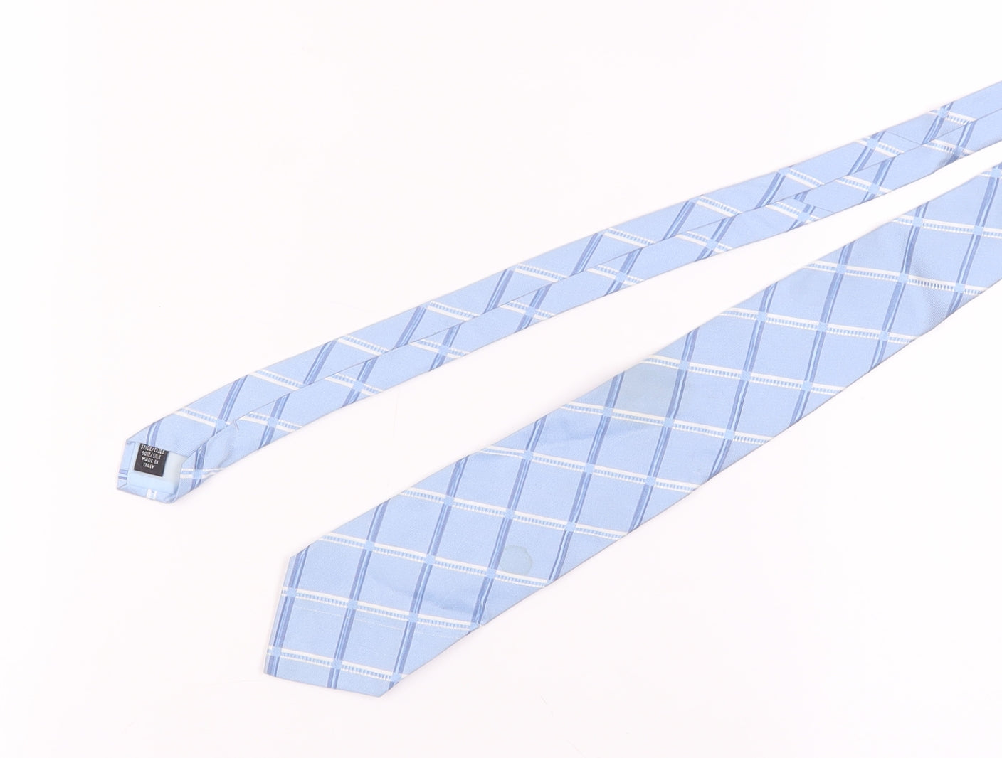 Mens Fellini Blue Plaids & Checks 100% Silk  Tie