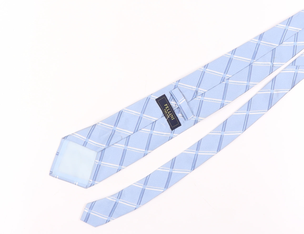 Mens Fellini Blue Plaids & Checks 100% Silk  Tie