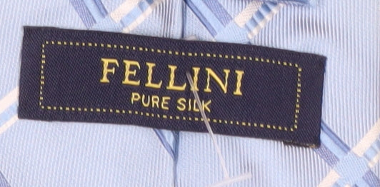 Mens Fellini Blue Plaids & Checks 100% Silk  Tie