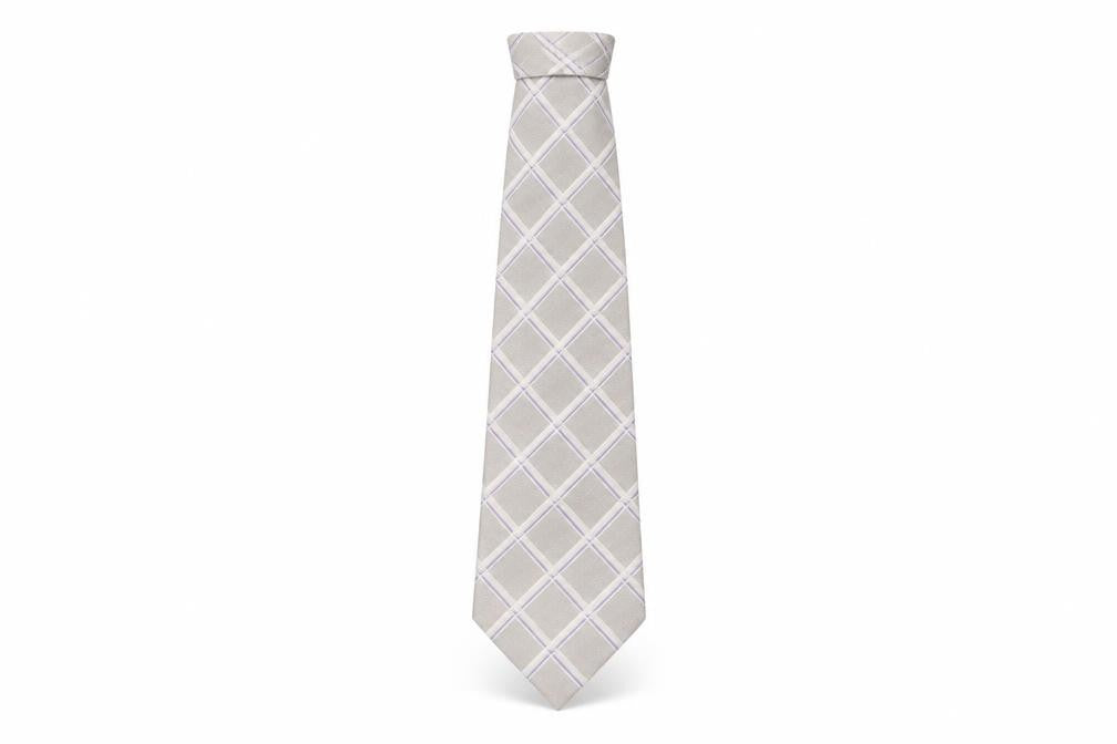 Mens Michelsons Beige Plaids & Checks 100% Silk  Tie