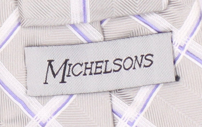 Michelsons Beige Plaid Silk Men's Tie