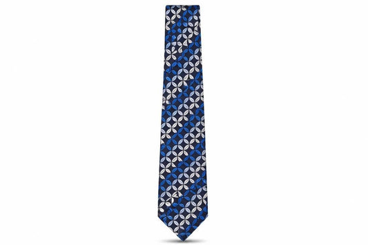 Mens T.M.Lewin Blue Geometric 100% Silk  Tie