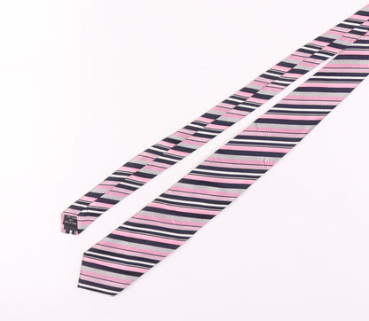 Mens Daniel Hechter Pink Striped 100% Silk  Tie
