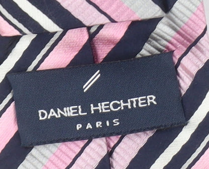 Mens Daniel Hechter Pink Striped 100% Silk  Tie