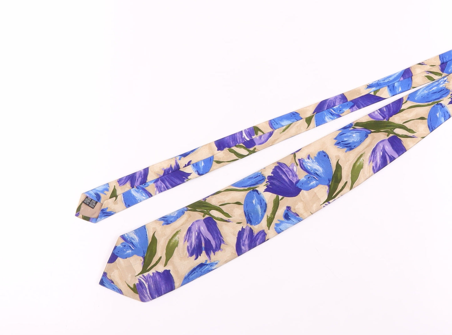 Austin Reed Floral Silk Tie Beige Blue One Size