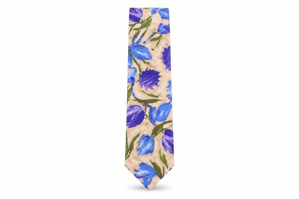 Mens Austin Reed Beige Floral 100% Silk  Tie
