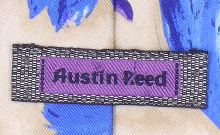 Austin Reed Floral Silk Tie Beige Blue One Size
