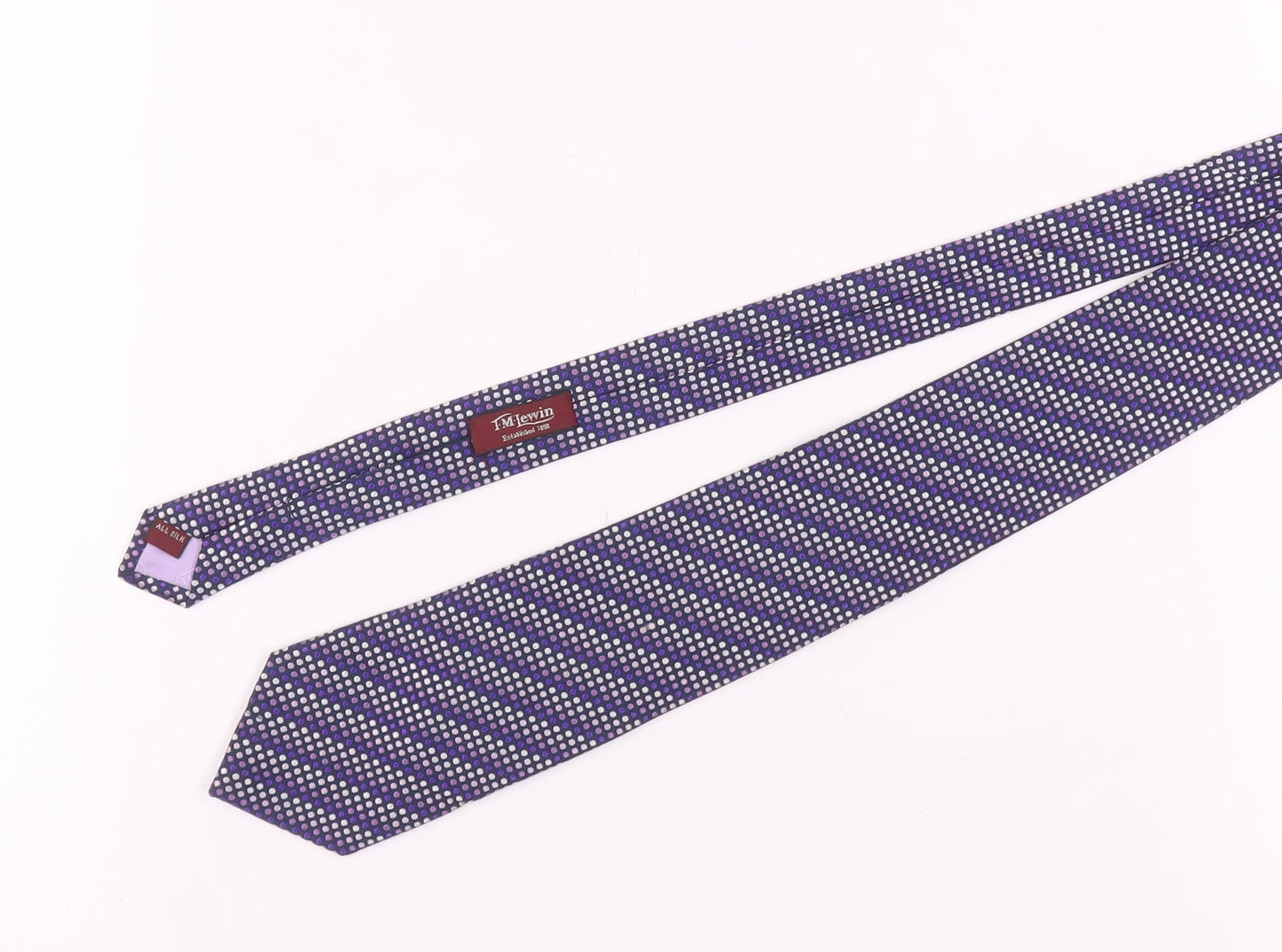 TM Lewin Men's Purple Silk Polka Dot Tie