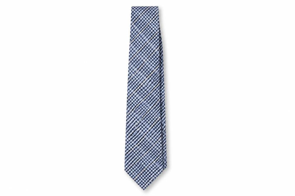 Mens Jeff Banks Blue Plaids & Checks 100% Silk  Tie