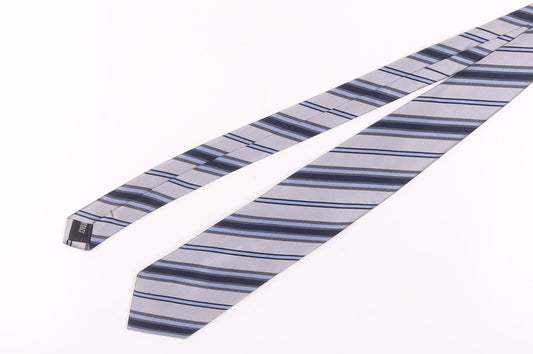 Van Gils Men's Grey Striped Silk Tie