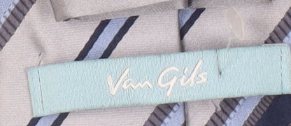 Van Gils Men's Grey Striped Silk Tie