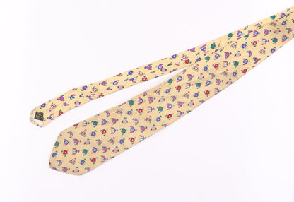 Alynn Men's Beige Racing Silk Tie, One Size, Geometric