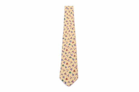 Alynn Men's Beige Racing Silk Tie, One Size, Geometric