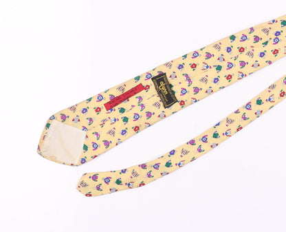 Alynn Men's Beige Racing Silk Tie, One Size, Geometric
