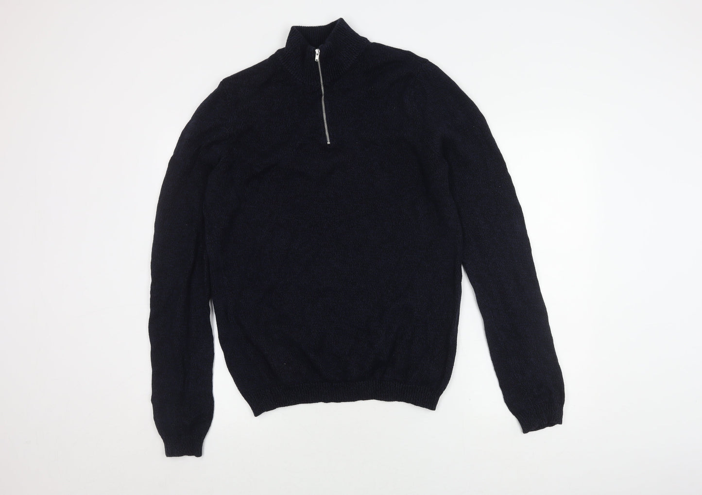 ASOS DESIGN Men's Black M Full Zip Cotton Jumper