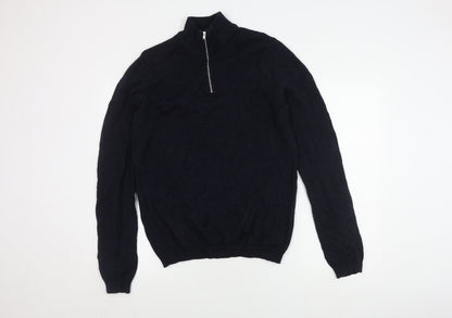 ASOS DESIGN Men's Black M Full Zip Cotton Jumper