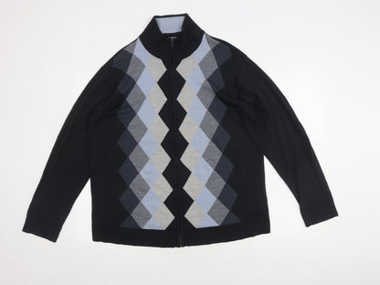 Next Men's Medium Black Argyle Full Zip Jumper