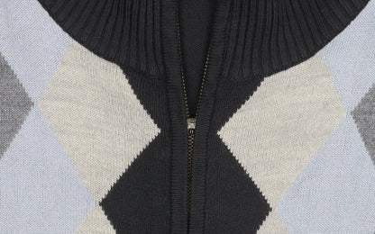 Next Men's Medium Black Argyle Full Zip Jumper