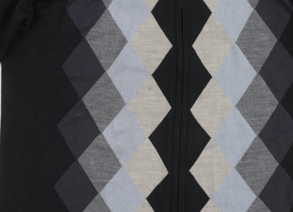 Next Men's Medium Black Argyle Full Zip Jumper