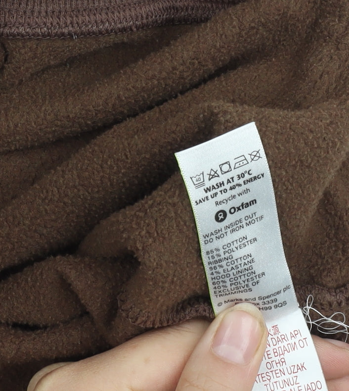 Marks and Spencer Girls Brown Hoodie, 13-14 Years, Cotton Blend