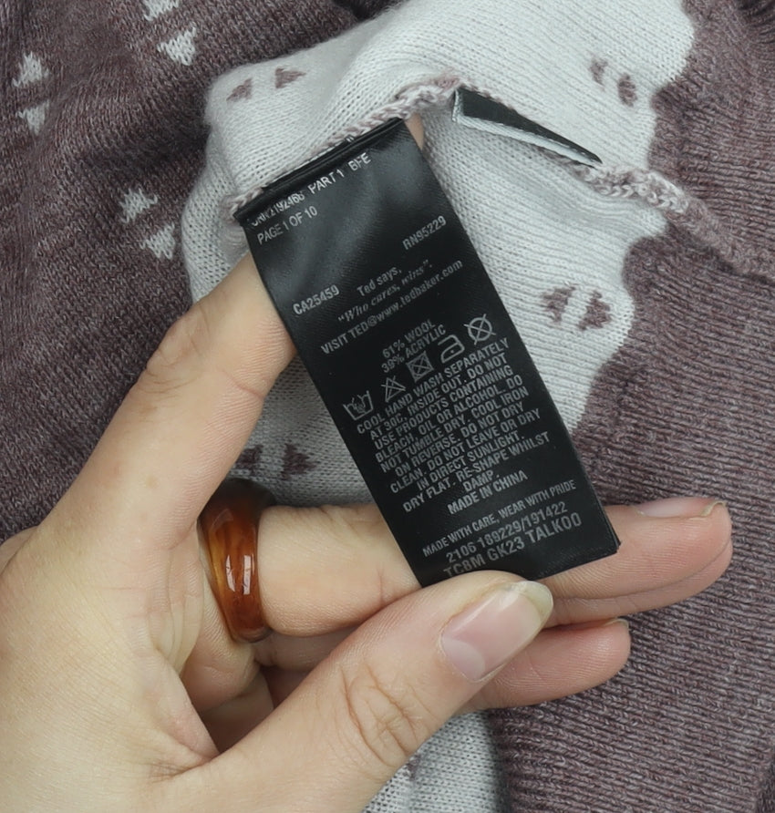 Ted Baker Men's Brown Wool Pullover Jumper L