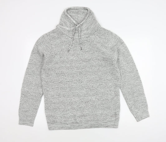 Firetrap Men's Grey Chunky High Neck Pullover Jumper L