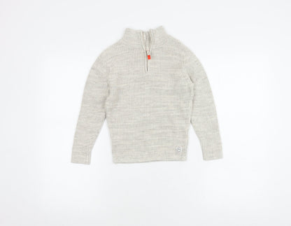 H&M Boys Beige Cotton High Neck Pullover Jumper 4-6 Years