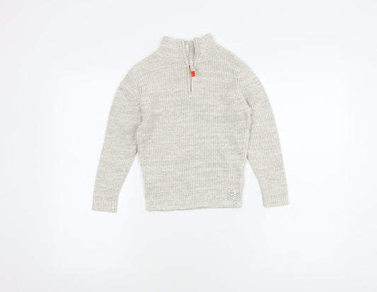 H&M Boys Beige Cotton High Neck Pullover Jumper 4-6 Years