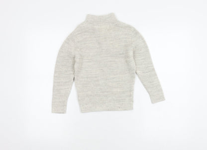 H&M Boys Beige Cotton High Neck Pullover Jumper 4-6 Years
