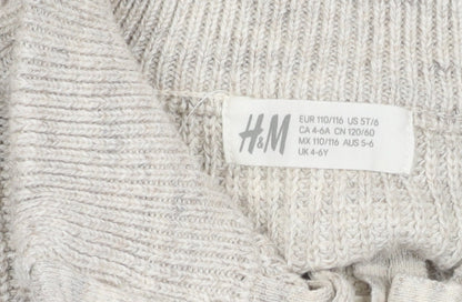 H&M Boys Beige Cotton High Neck Pullover Jumper 4-6 Years