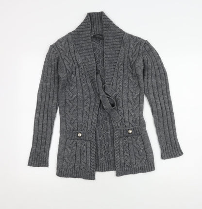 Ek-Kip Women's Grey Cable-Knit Cardigan M