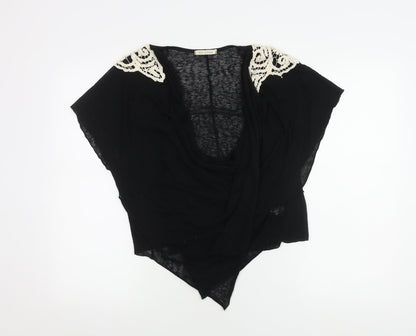 Tea n Rose Women's Black Cowl Neck Top with Crochet