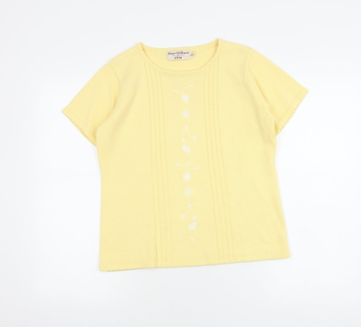 Womens UK Size 10/12 Honor Millburn at EWM Yellow Basic T-Shirt